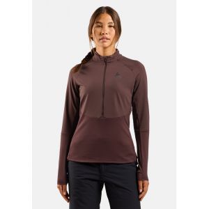 Odlo Pull demi-zippé Descent Ceramiwarm pour femme, L, bordeaux