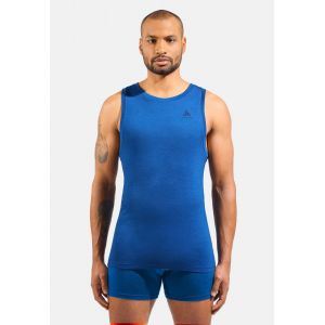 Odlo D&eacute;bardeur technique &agrave; col rond en laine m&eacute;rinos 160 Natural pour homme, M, blau