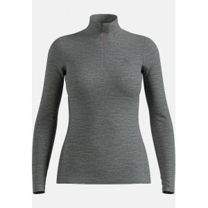 Odlo Sous-v&ecirc;tement technique &agrave; manches longues et demi-zip en laine m&eacute;rinos 200 Natural pour femme, XS, gris