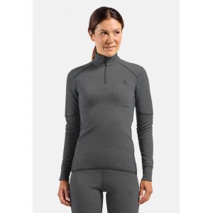 Odlo T-shirt &agrave; col montant zipp&eacute; Active X-Warm pour femme, M, gris