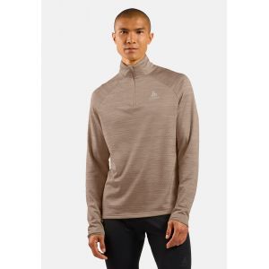 Odlo Pull à manches longues et col zippé Run Easy pour homme, XXL, beige