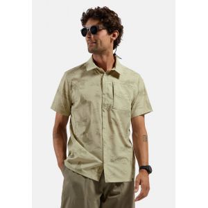 Odlo Chemise de randonn&eacute;e &agrave; manches courtes imprim&eacute;e Essentials pour homme, L, beige