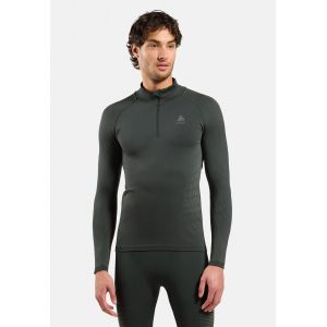 Odlo T-shirt technique &agrave; col montant &frac12; Performance Warm pour homme, XL, vert