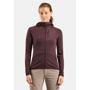 Odlo Pull à capuche zippé Ascent pour femme, XS, bordeaux