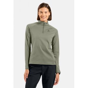 Odlo Pull &agrave; manches longues et col &frac12; zip Besso pour femme, L, vert
