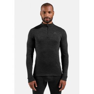 Odlo Sous-v&ecirc;tement technique &agrave; demi-zip en laine m&eacute;rinos 260 Natural pour homme, M, noir