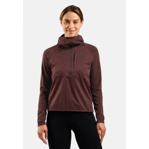 Odlo Pull à capuche coupe-vent sans coutures Zeroweight Pro Performance Wool pour femme, S, bordeaux