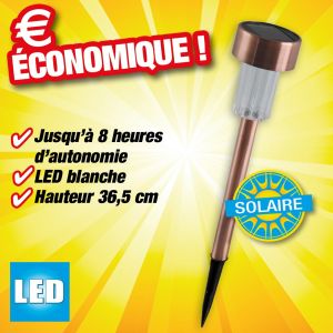 Balise lumineuse à énergie solaire look cuivrée H36.5cm