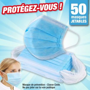 Masques de protection type masque chirurgical - boîte de 50