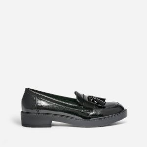 Mocassin noir verni &agrave; pampilles