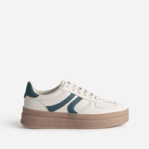 Tennis TEXTO beige et verte semelle épaisse