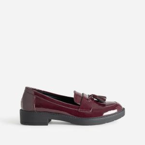 Mocassin bordeaux verni &agrave; pampilles