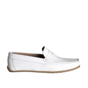 Mocassin-bateau blanc cuir