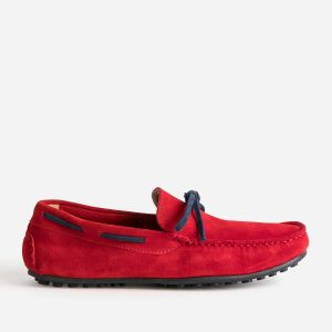 Mocassin rouge cuir velours lacet marine