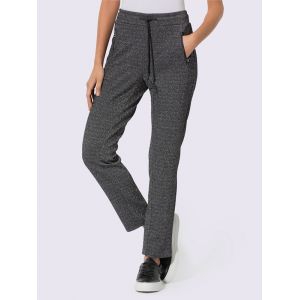 Pantalon jogpant qualit&eacute; jersey tr&egrave;s confortable - Creation L - noir-couleur argent &agrave; motifs - Taille 42