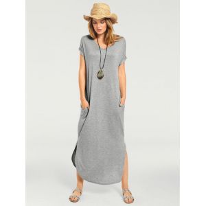 Robe longue look décontracté moderne - Linea Tesini - gris-chiné - Taille 42