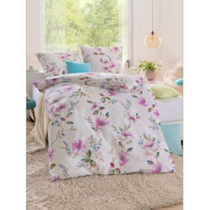 Linge de lit seersucker à repassage superflu - Biberna - blanc imprimé - Taille 5