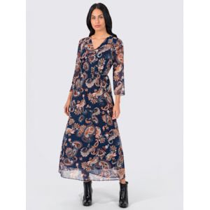 Robe longue qualité tissée -  - bleu foncé - motifs - Taille 56