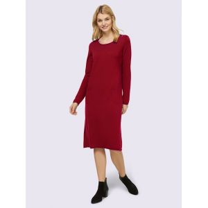 Robe en tricot tricot affinant - Linea Tesini - rouge fonc&eacute; - Taille 44