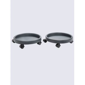 Support pour plantes facile &agrave; d&eacute;placer gr&acirc;ce aux rouleaux en plastique - helline home - anthracite - Taille 0