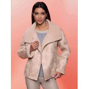 Veste en synthétique imitation peau d'agneau - Rick Cardona - beige - Taille 42