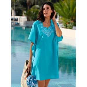 Tunique de plage qualit&eacute; tiss&eacute;e - feel good - turquoise - Taille 46/48