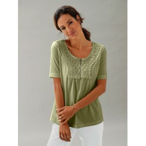 T-shirt à manches courtes superbe broderie -  - vert roseau - Taille 38