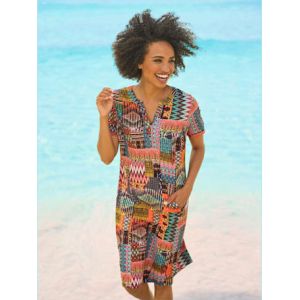 Robe en jersey imprim&eacute; mode - Linea Tesini - terre cuite-rouge imprim&eacute; - Taille 36