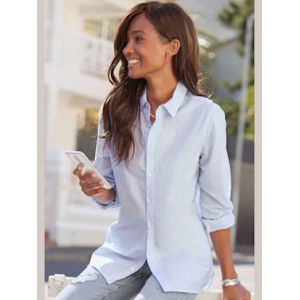 Chemisier classique avec col et patte de boutonnage - Buffalo - bleu clair-blanc à rayures - Taille 36