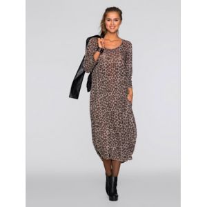 Robe longue imitation tricot fin -  - s&eacute;same-noir &agrave; motifs - Taille 48