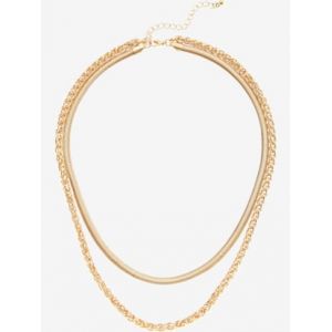 Combinaison de colliers avec chaîne maille serpent et chaîne torsadée - LASCANA - couleur doré - Taille 0