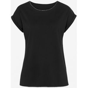 T-shirt à col rond finitions pailletées raffinées à l'encolure ronde et à l'ourlet - LASCANA - noir - Taille 42/44