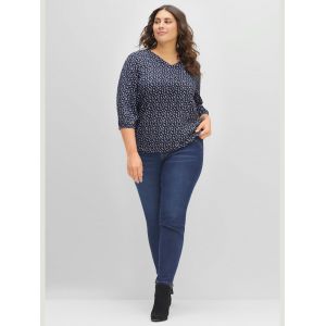 Tunique bords-c&ocirc;tes doux - Sheego - bleu moyen imprim&eacute; - Taille 60