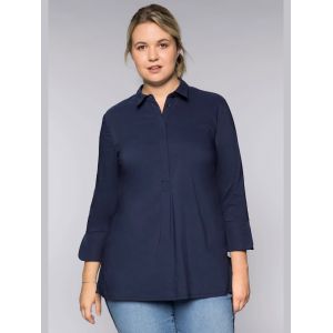 Tunique patte de boutonnage invisible - Sheego - marine - Taille 48