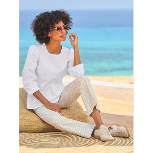 Chemisier à enfiler basque affinante - Linea Tesini - blanc - Taille 48