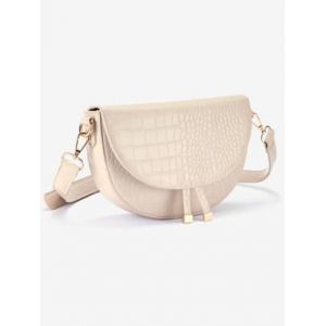 Sac en bandoulière sac à main imitation croco tendance aux détails couleur or - Vivance - beige - Taille 0