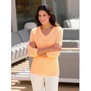 Pull à encolure en v motif structuré tendance -  - abricot - Taille 56