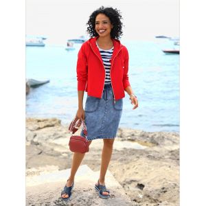 Veste &agrave; capuche veste mi-saison l&eacute;g&egrave;re - Linea Tesini - rouge - Taille 52