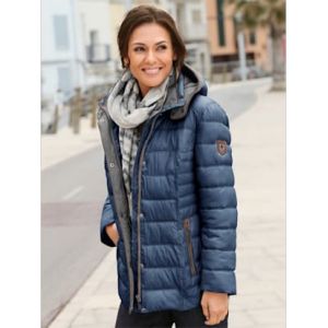 Veste décontractée col montant capuche doublure contrastée -  - bleu jean - Taille 20