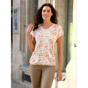 T-shirt imprim&eacute; viscose -  - &eacute;cru imprim&eacute; - Taille 38