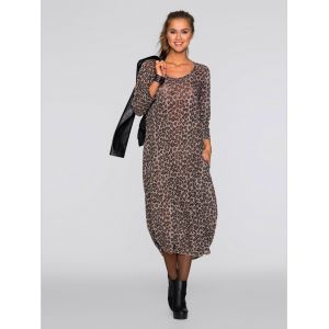 Robe longue imitation tricot fin -  - sésame-noir à motifs - Taille 42
