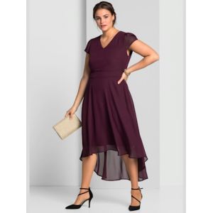 Robe de soir&eacute;e manches chauve-souris affinantes - Sheego - aubergine - Taille 54