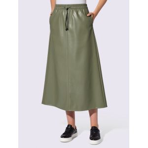 Jupe longue imitation cuir souple - Rick Cardona - kaki - Taille 44