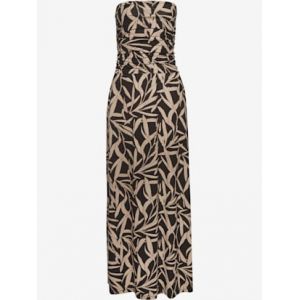 Robe longue haut doublé froncé sur le côté - s.Oliver - noir-taupe imprimé - Taille 38