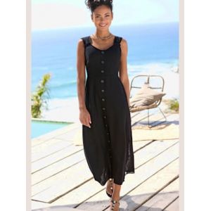 Robe longue robe d'été imprimé avec encolure en v devant - LASCANA - noir - Taille 42