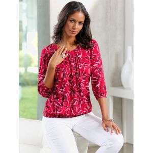 Chemisier pure viscose - Fair Lady - rouge-graphite imprimé - Taille 40