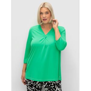 T-shirt &agrave; manches 3/4 coupe &eacute;vas&eacute;e - Sheego - vert pomme - Taille 46/48