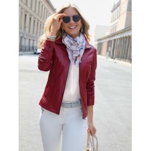 Veste en cuir forme parfaite - Mainpol - cerise - Taille 42