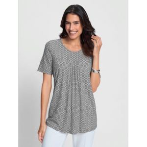 Tunique avec viscose (ecovero) -  - Imprimé gris-blanc - Taille 48