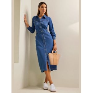 Robe en jean denim doux - Rick Cardona - bleu blanchi - Taille 52